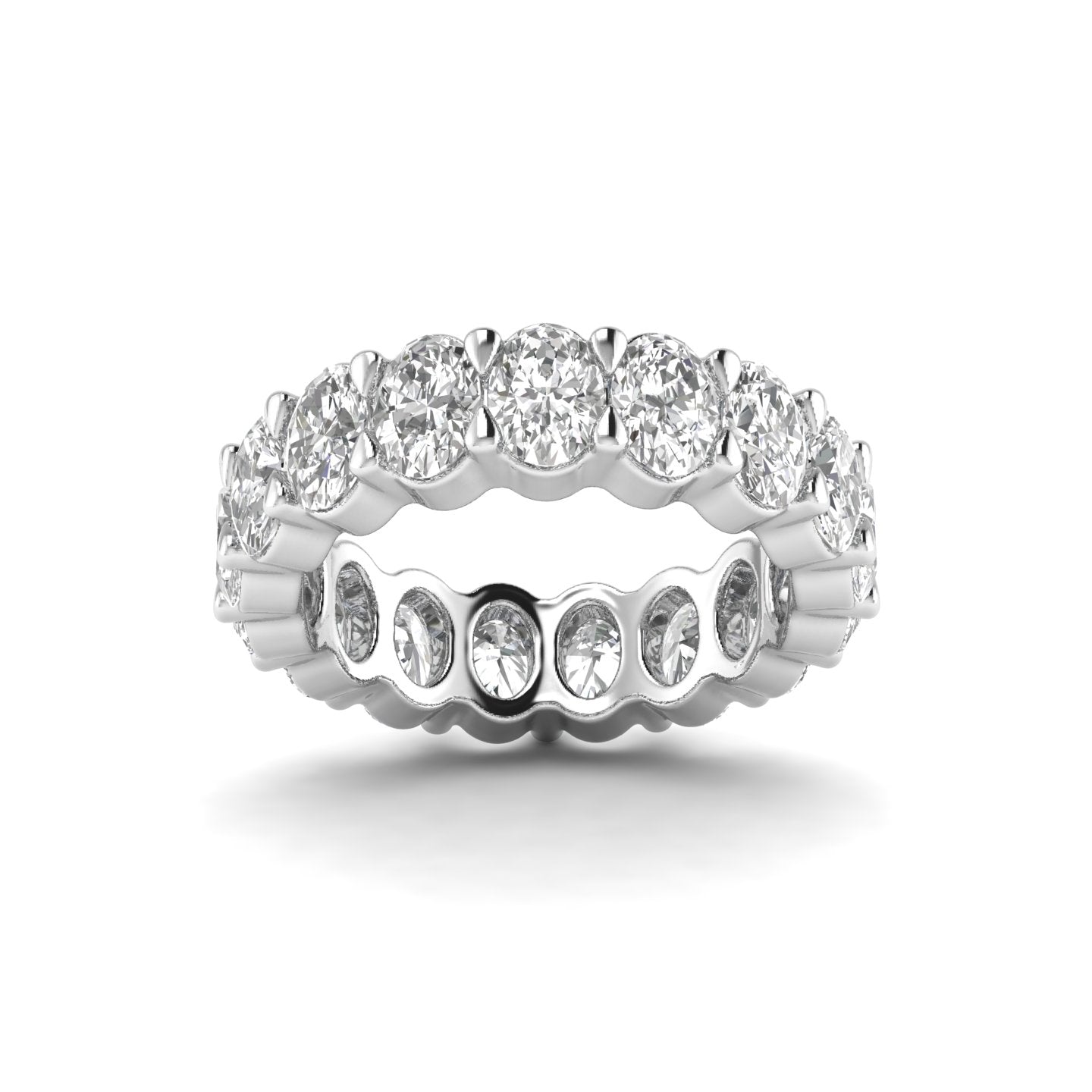 White Gold Studded 5.1 Carat Lab Grown Diamond Ring-F Color VVS Clarity.